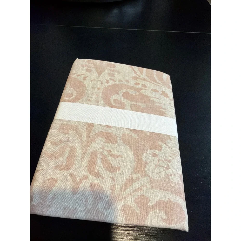 Pottery Barn Stella Damask King Sham Rose Wood Cotton Linen Pink Beige 36x20